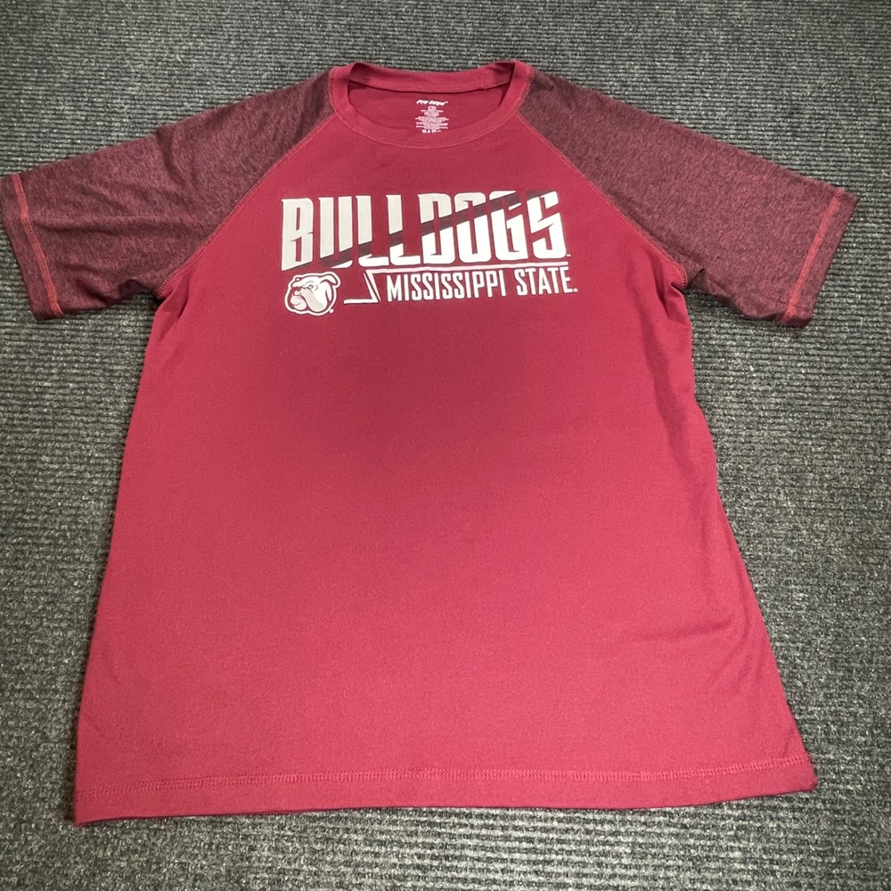 Pro Edge Mississippi State Bulldogs Shirt Mens Large Maroon NCAA Raglan Tee